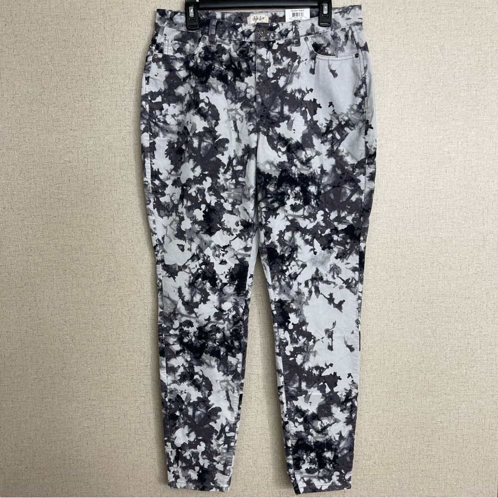 STYLF CO CURVY-FIT SKINNY JFANS ACID WASH GREY 12 Charcoal Mid Rise Corduroy